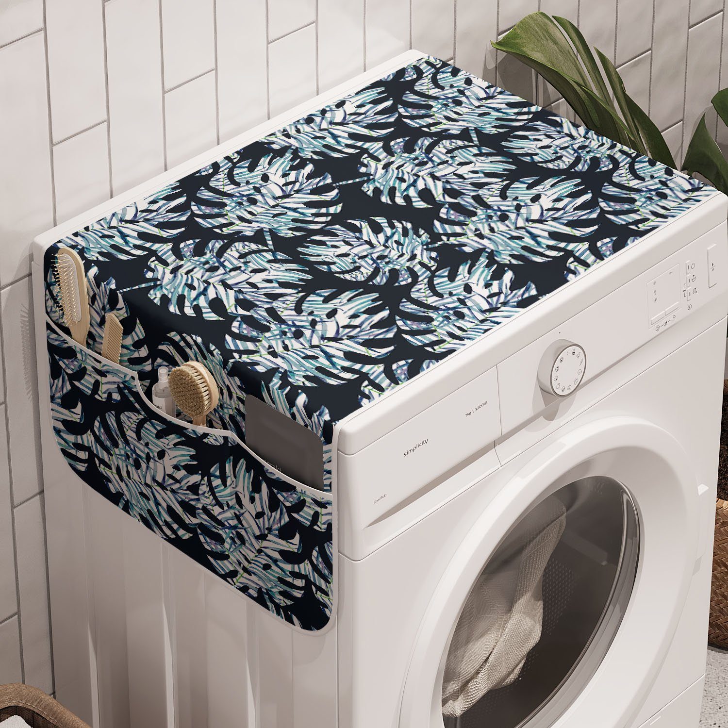 und für Badorganizer Blatt-Laub-Innere Trockner, Motive Tropisch Anti-Rutsch-Stoffabdeckung Abakuhaus Waschmaschine
