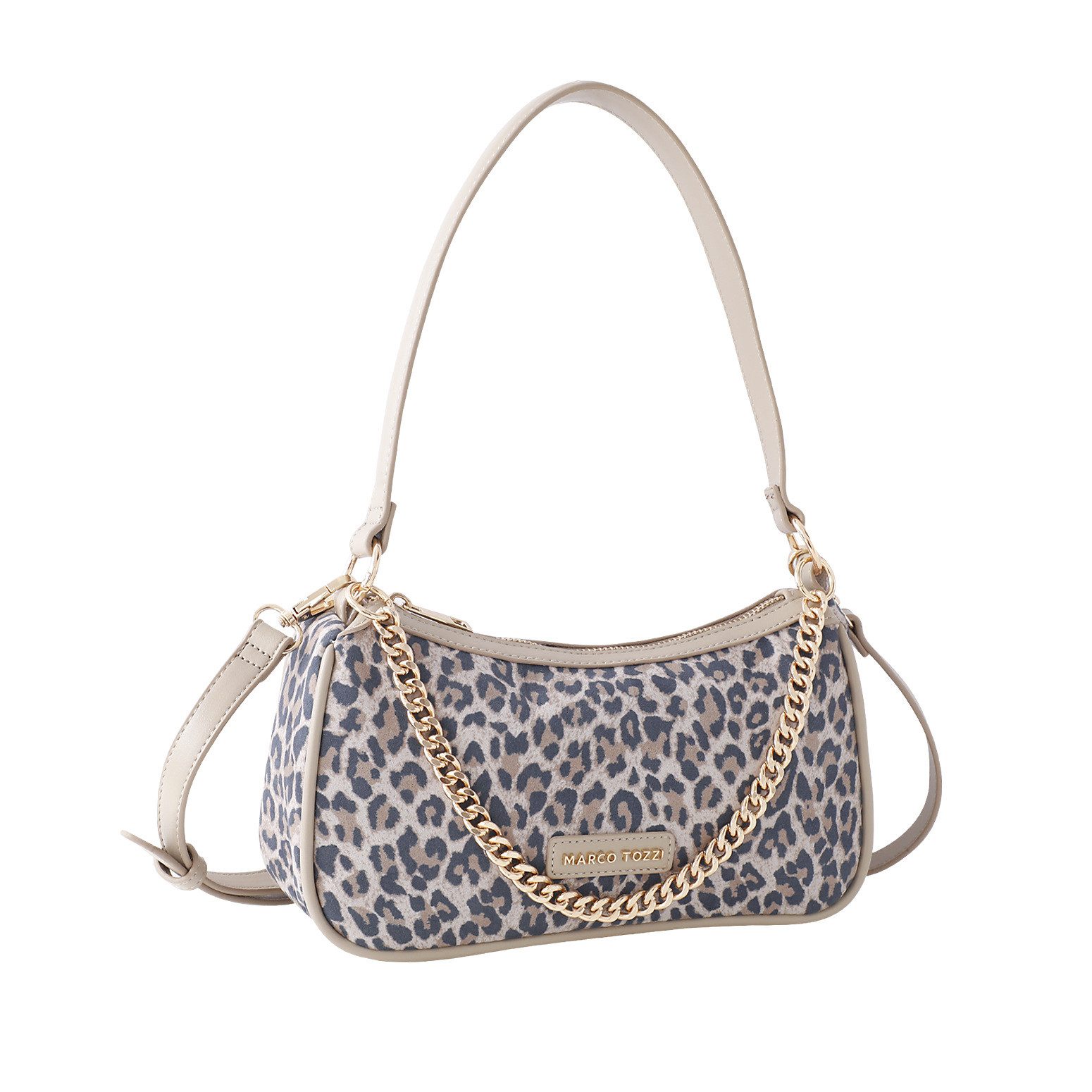 MARCO TOZZI Henkeltasche, Damen Handtasche, Umhängetasche mit eleganter Zierkette