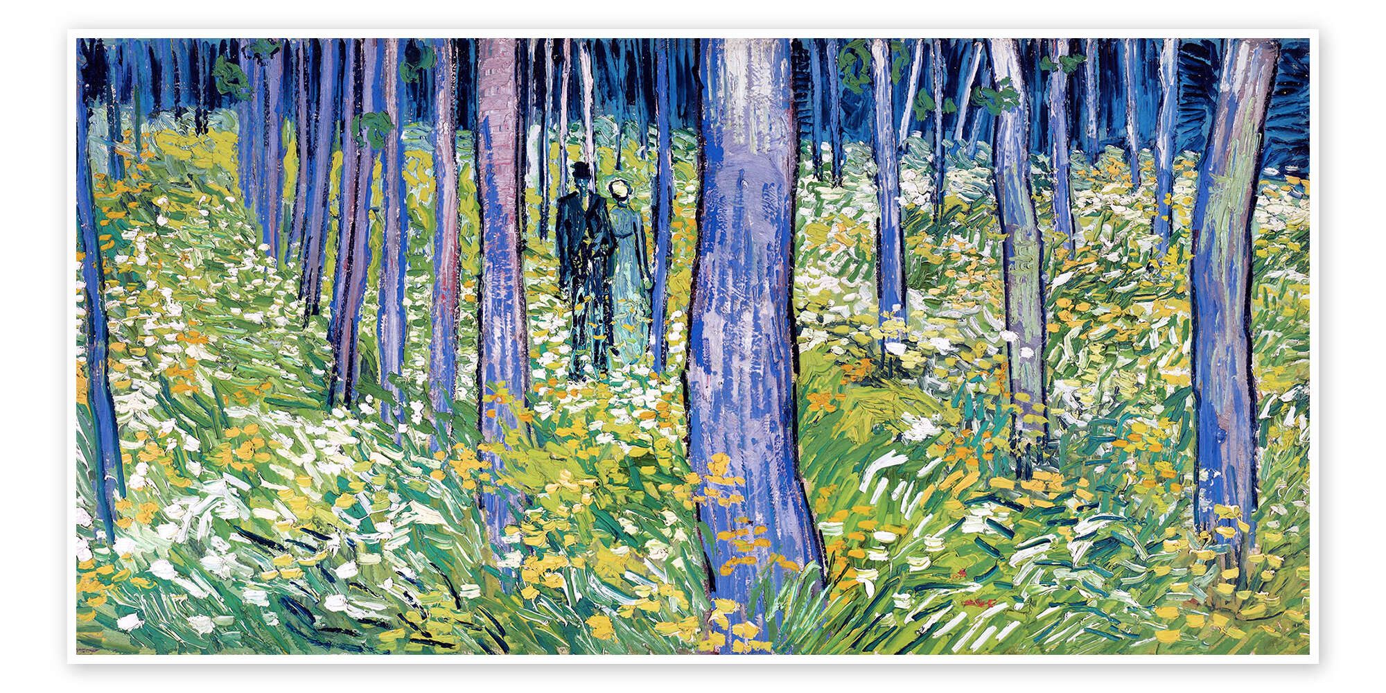 Posterlounge Wandbild Unterholz mit wandelndem Paar, Vincent van Gogh, erhältlich als Poster, Leinwandbild, Wandsticker oder Acrylglasbild