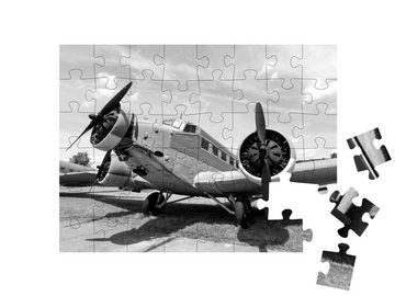 puzzleYOU Puzzle Historisches Flugzeug, schwarz-weiß, 48 Puzzleteile, puzzleYOU-Kollektionen Historische Bilder