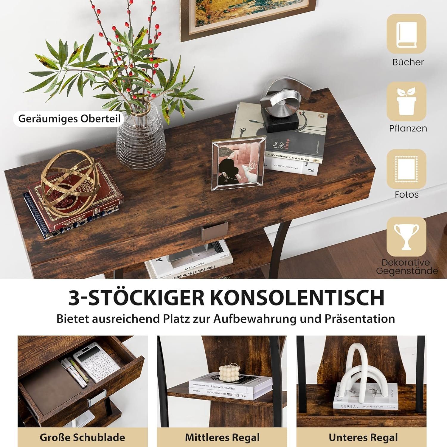 KOMFOTTEU Konsolentisch Eingangstisch, mit Schublade & günstig online kaufen