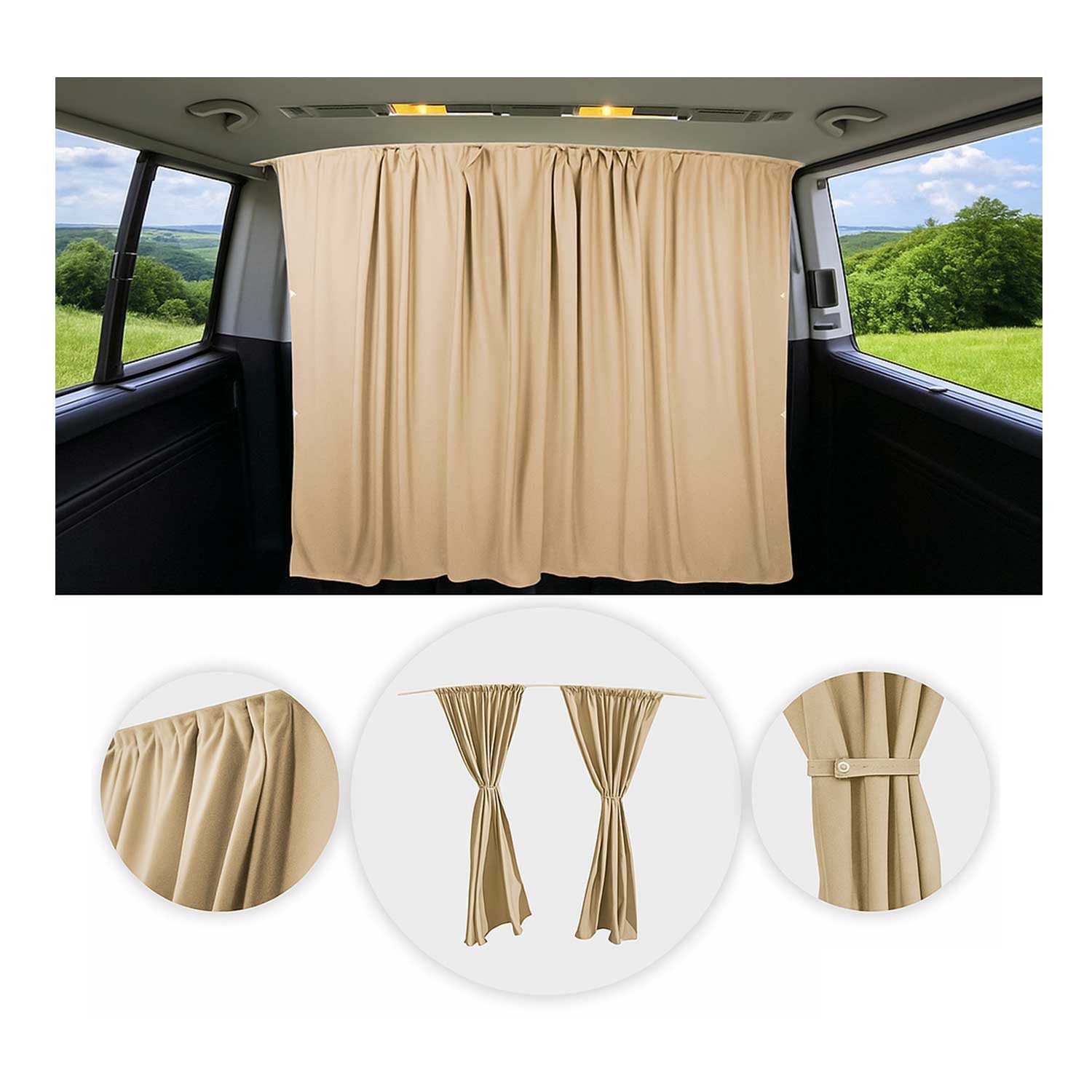 OMAC Autosonnenschutz Gardinen für Opel Movano H3 Fahrerhaus Abtrennung Sonnenschutz Beige, 25 x 25 cm, (2-St), Sonnenschutz, Hitzeschutz, Faltbar,Aufrollbar