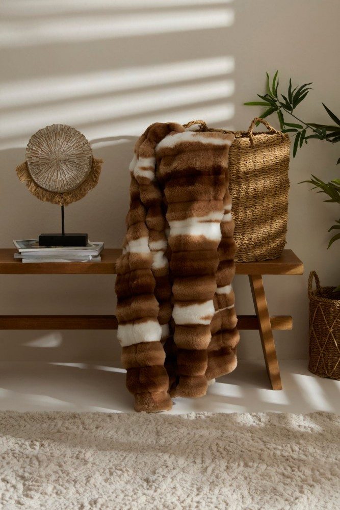 Karaca Tagesdecke Karaca Rabbit Braun Sherpa Decke Tagesdecke Bettdecke 130x150