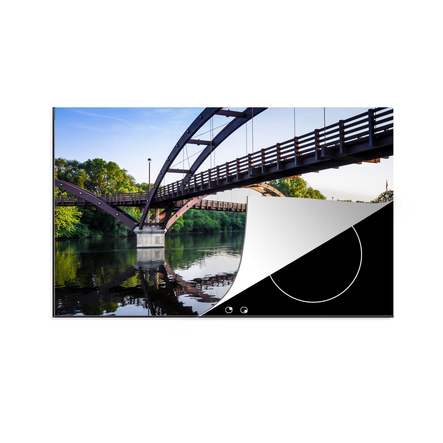 MuchoWow Herdblende-/Abdeckplatte Midland-Michigan-Brücke, Vinyl, (1 tlg), 81x52 cm, Induktionskochfeld Schutz für die küche, Ceranfeldabdeckung