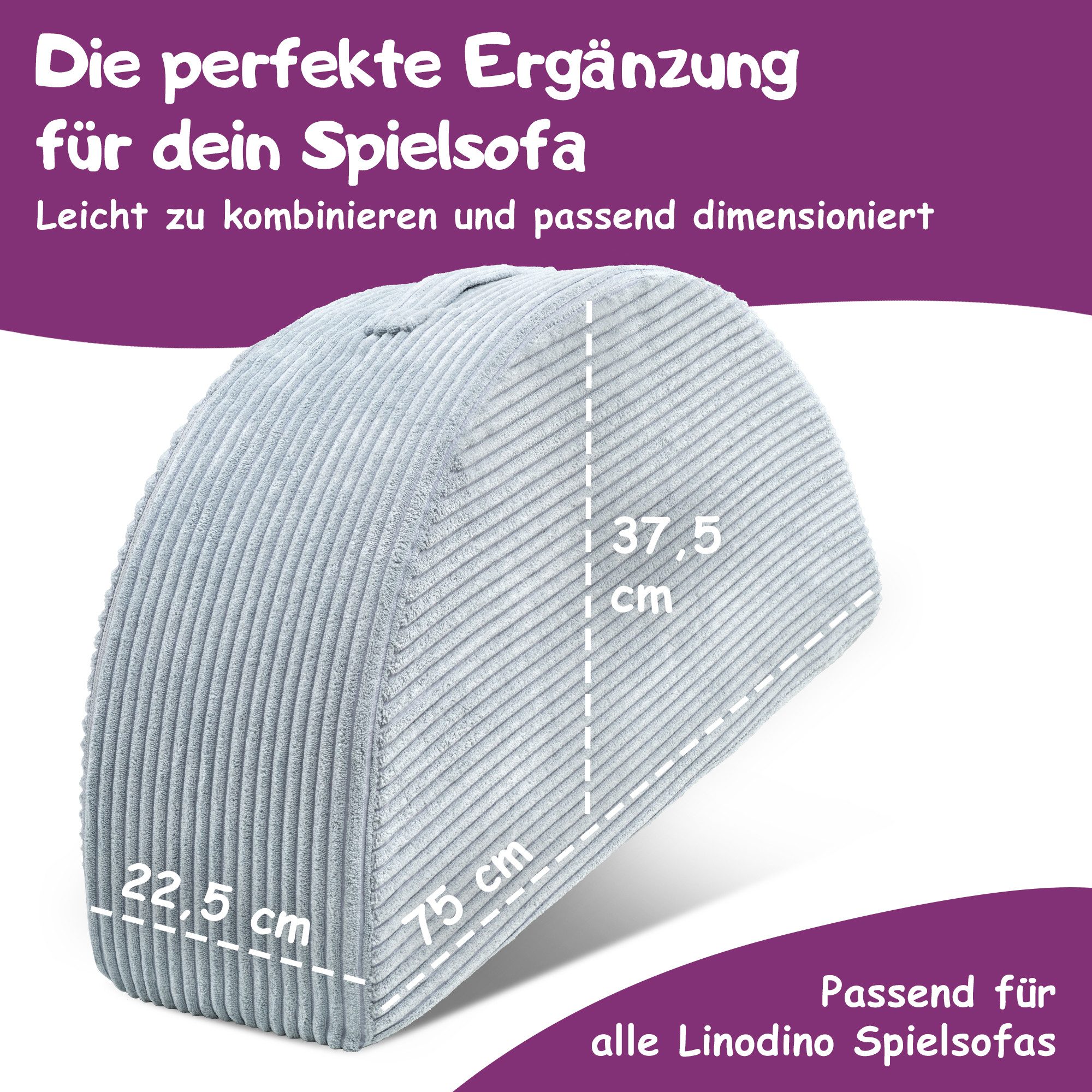 Linodino Kindersofa Halbmond Wippe I Balancieren, Schaukeln & Spielsofa Erweiterung Add-on, Waschbarer Bezug 30°