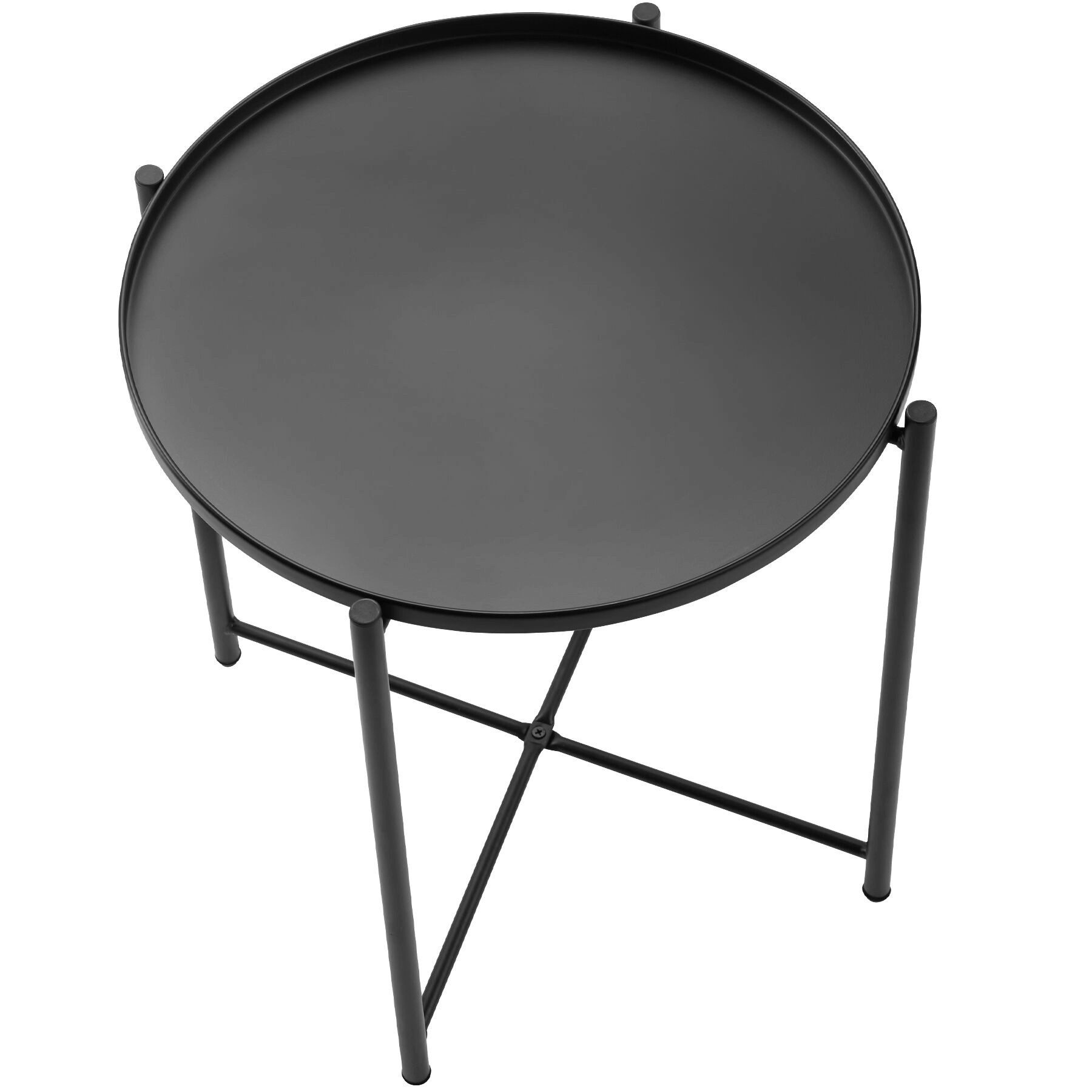tectake Beistelltisch Ablagetisch, 45,5 x 45,5 x 53 cm, rund mit abnehmbarer Ablage (Sofatisch Chester, 1-St., in schwarz), Stahl, filigranes Gestell, mit höhenverstellbaren Kunststofffüßen