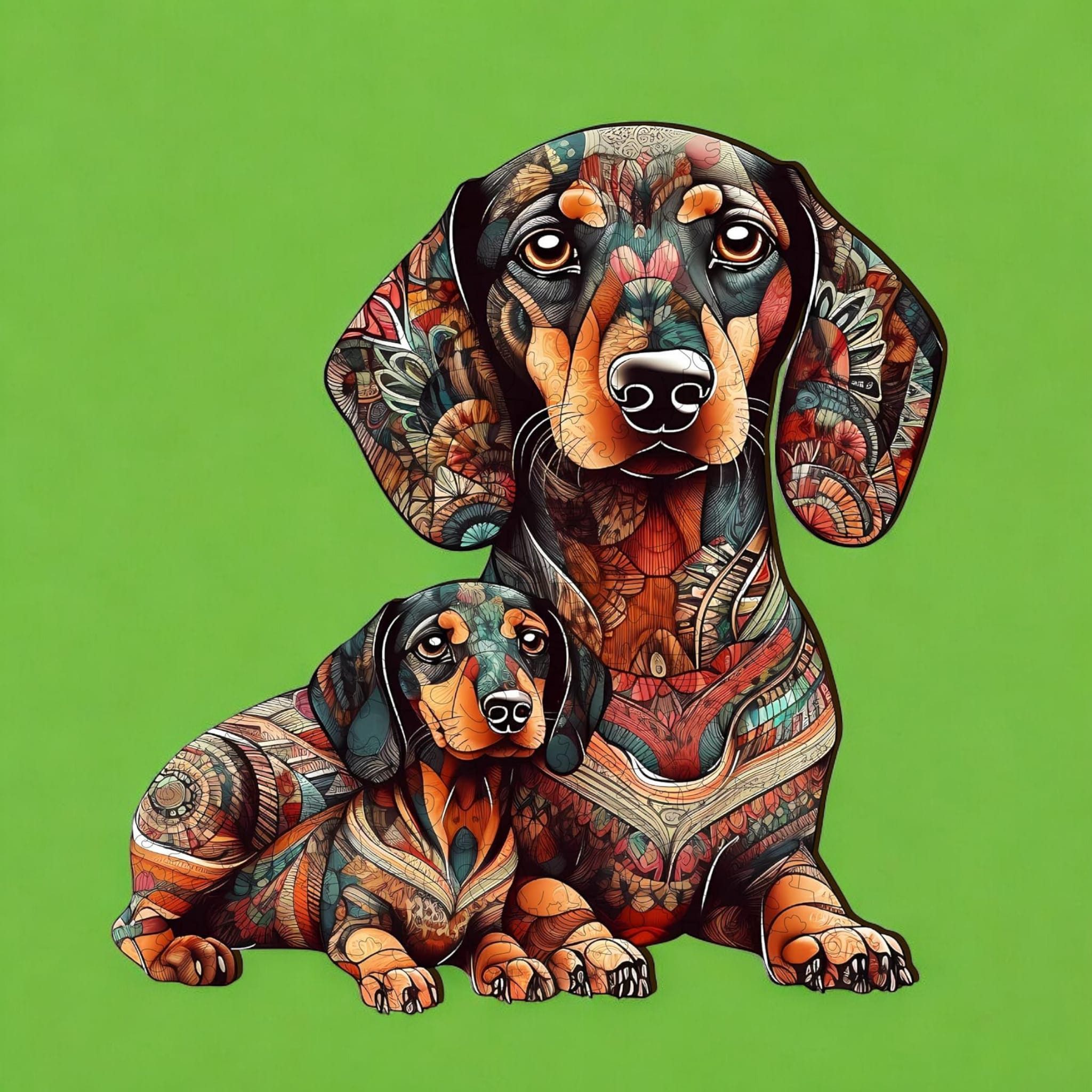 Weltbild Puzzle Weltbild Holz-Puzzle Dackel in Holzbox 200 Teile, Puzzleteile