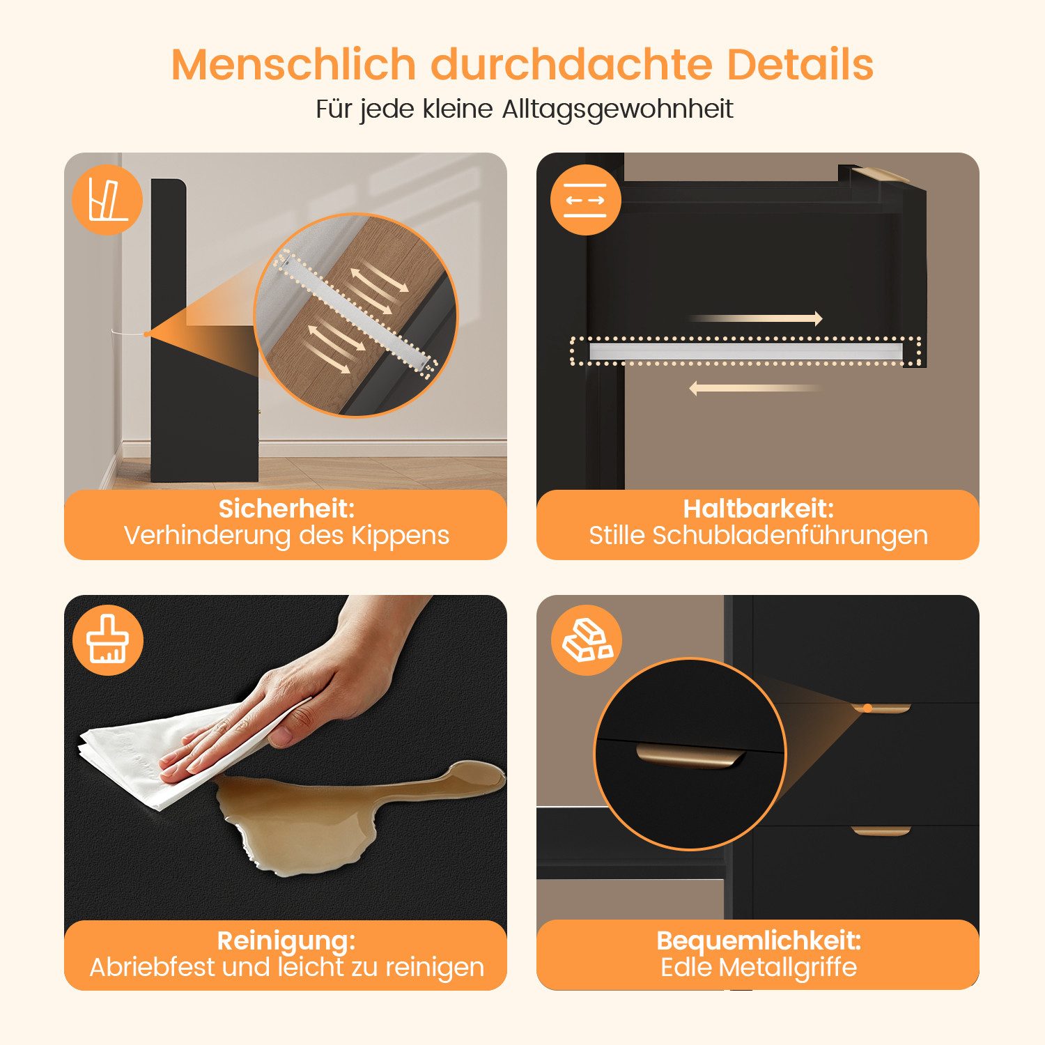 Lexzurn Schminktisch Schminktisch mit LED-Beleuchtung, Kosmetiktisch mit Spiegel, 5 Schubladen+8 offene Fächer, Helligkeit verstellbar, 90x139x40 cm – Bild 5 von 5