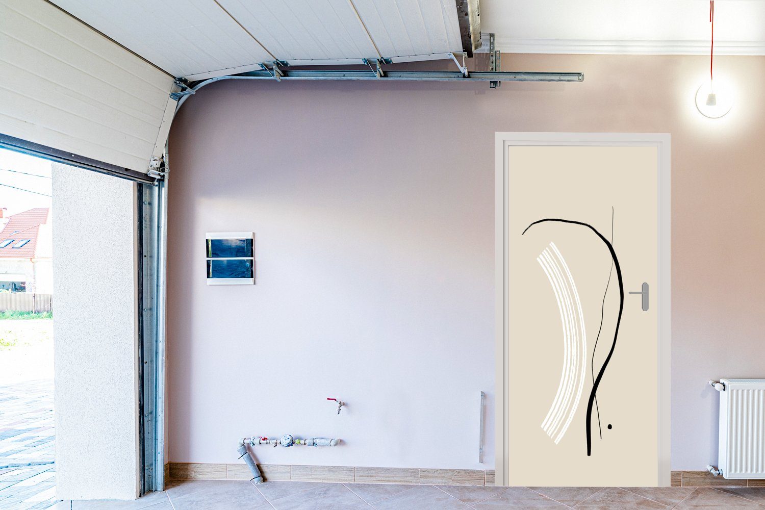 Pastell cm Türtapete - (1 St), Linie Abstrakt, Fototapete 75x205 für Türaufkleber, bedruckt, MuchoWow Matt, Tür, -