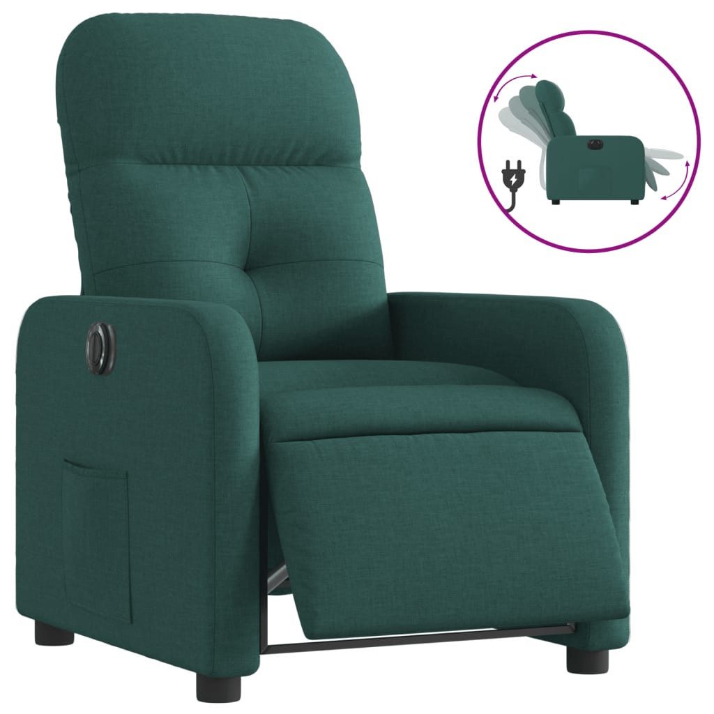vidaXL Sessel Relaxsessel Elektrisch Dunkelgrün Stoff günstig online kaufen