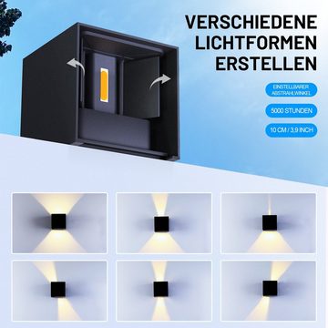 oyajia Wandleuchte 7W LED Wandleuchten, Außen-Wandlampe Auf & ab Einstellbarer 1000LM, LED fest integriert, Wandleuchte Strahler Licht Up Down Innen Außen