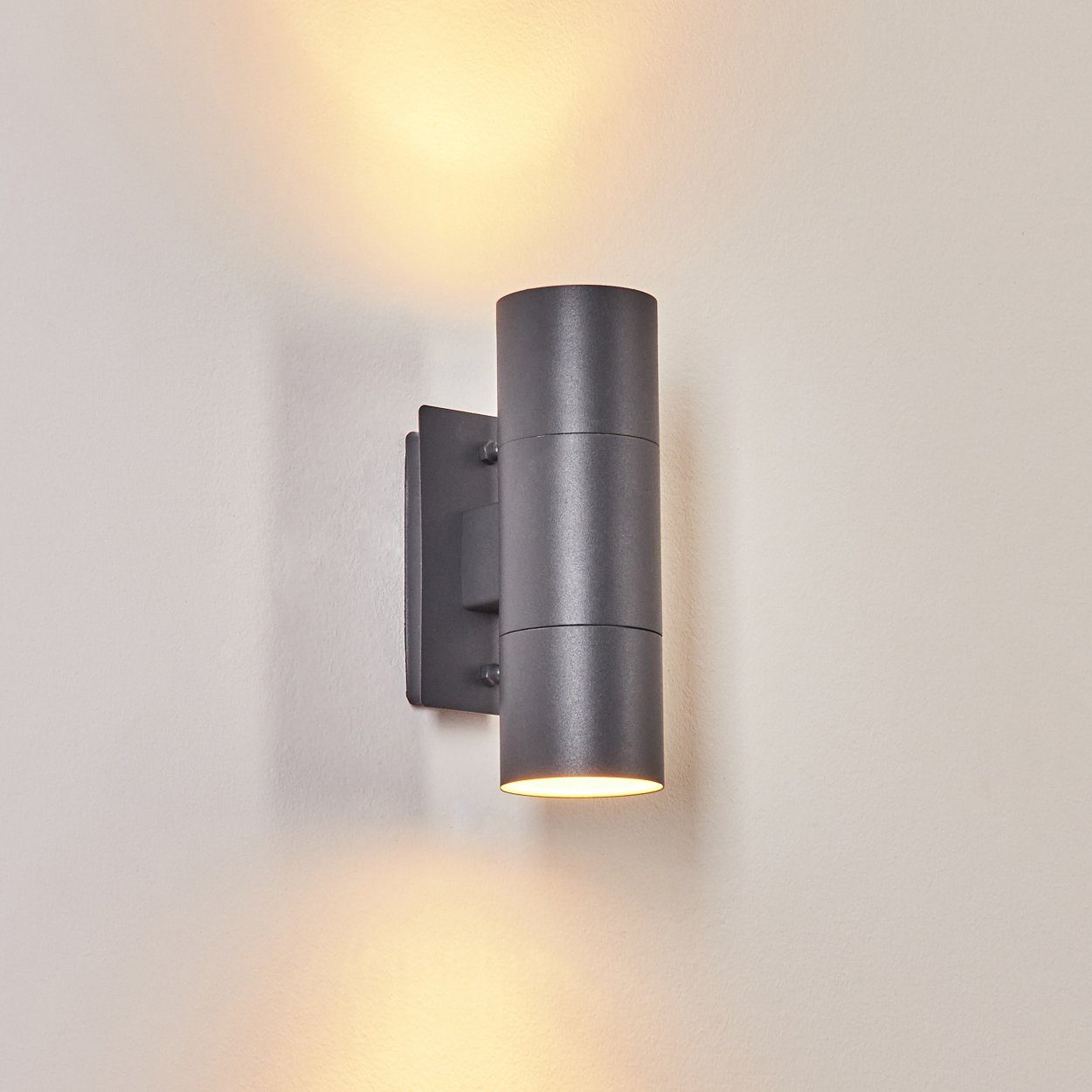 moderne aus Up&Down Effekt, Leuchtmittel, ohne Außen-Wandleuchte 2x mit Metall/Glas Wandlampe hofstein Anthrazit/Klar, GU10, IP44 in