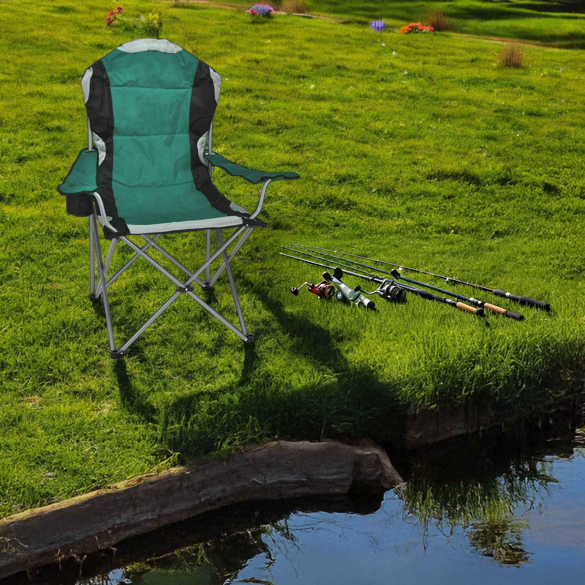 Spetebo Regiestuhl Regie Klappstuhl DELUXE mit Getränkehalter - grün