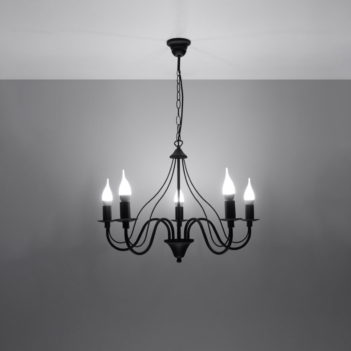 SOLLUX lighting Kronleuchter Kronleuchter Minerwa 5 Schwarz, Nicht enthalten – Bild 3 von 5
