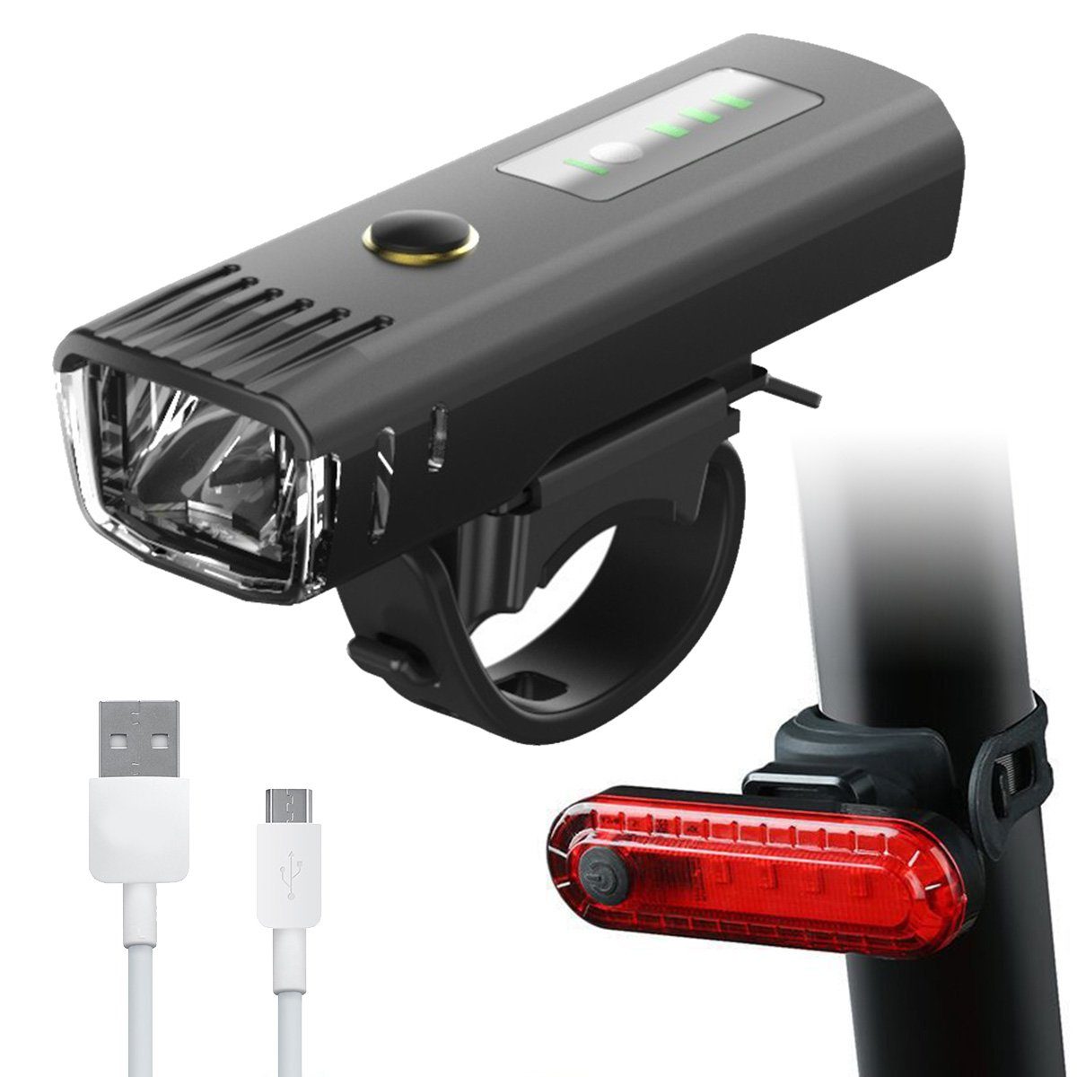 7Magic Fahrradbeleuchtung LED Smart Sensor Fahrradlicht, 4 Lichtmodi, mit  Rücklicht, USB wiederaufladbare Nachtfahrt Sicherheitswarnlicht
