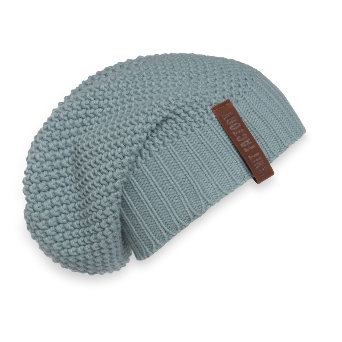 Knit Factory Strickmütze Coco Mützen One Size Glatt Stonegreen (1-St) Mütze Strickmütze Kopfbedeckung Hut Wollmütze
