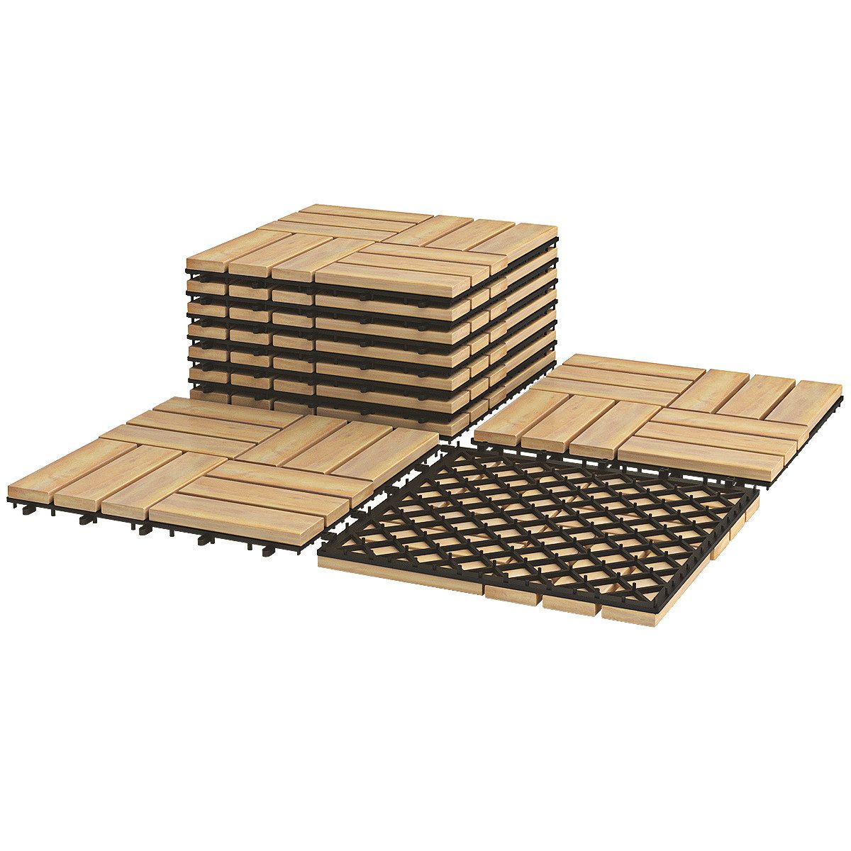 COSTWAY Holzfliesen Terrassenfliesen, 10er Set, 30x30cm, günstig online kaufen