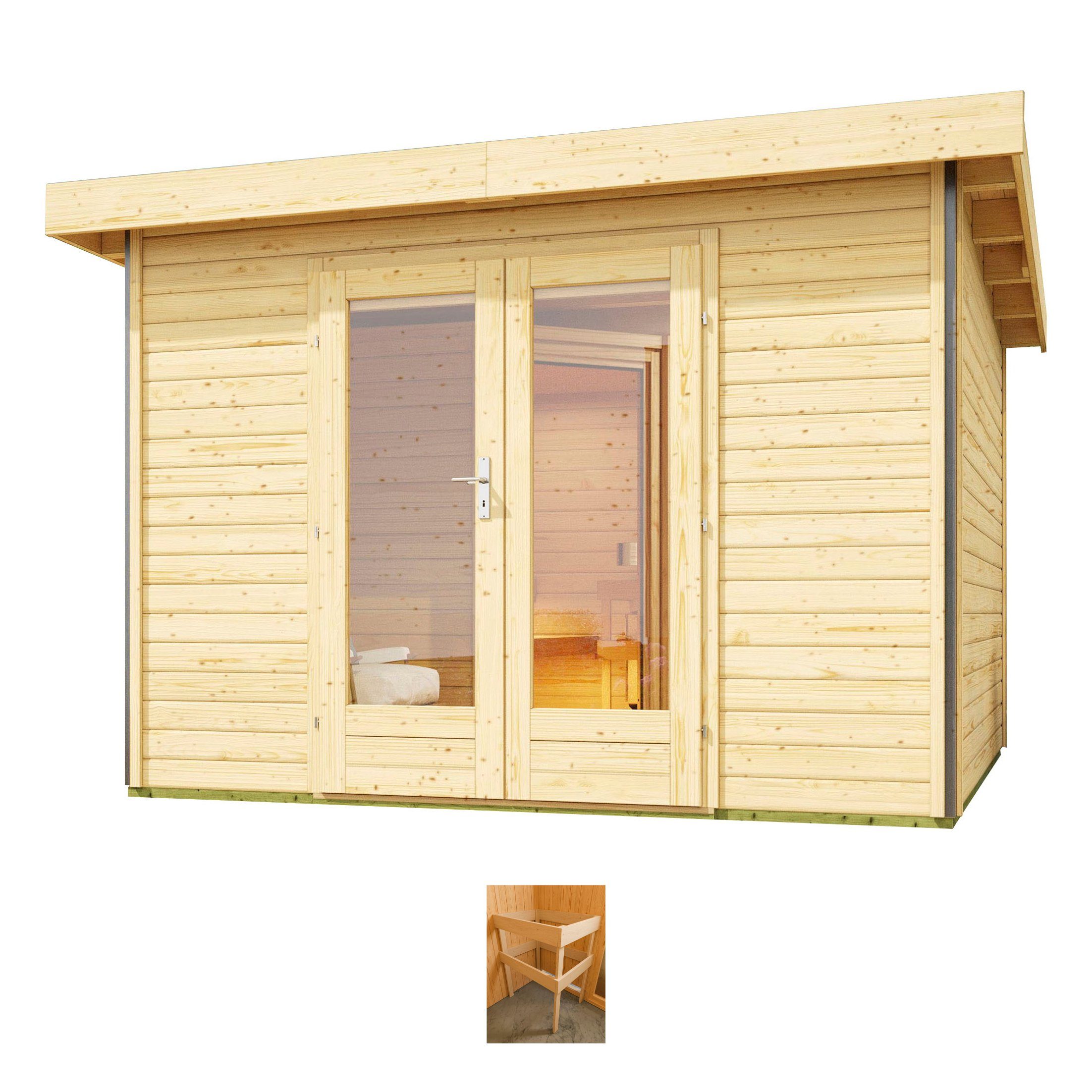 KONIFERA Saunahaus Maiko 1 SET A, BxTxH: 309 x 309 x 229,5 cm, 38 mm, naturbelassen, ohne Ofen