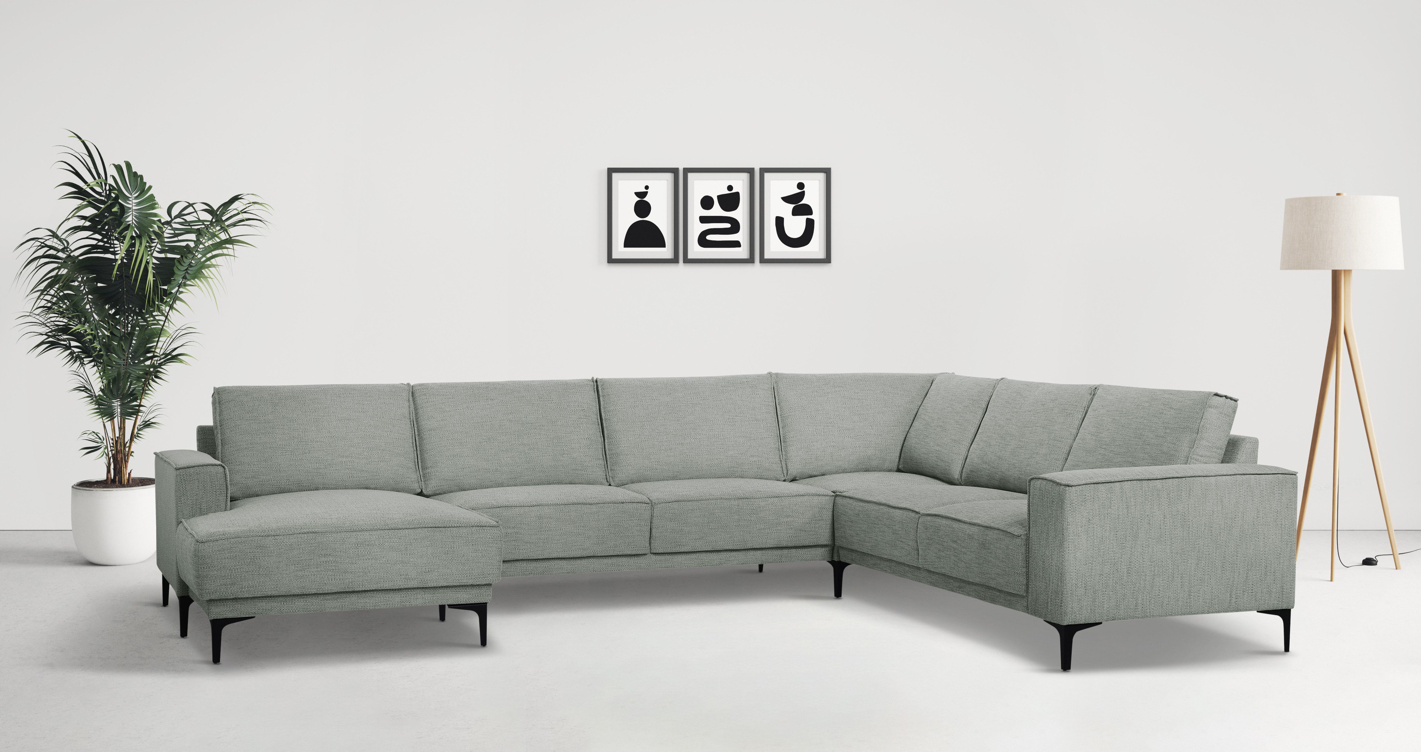 Places of Style Wohnlandschaft "XXL Sofa Oland, Struktur, Flachgewebe, Luxu günstig online kaufen
