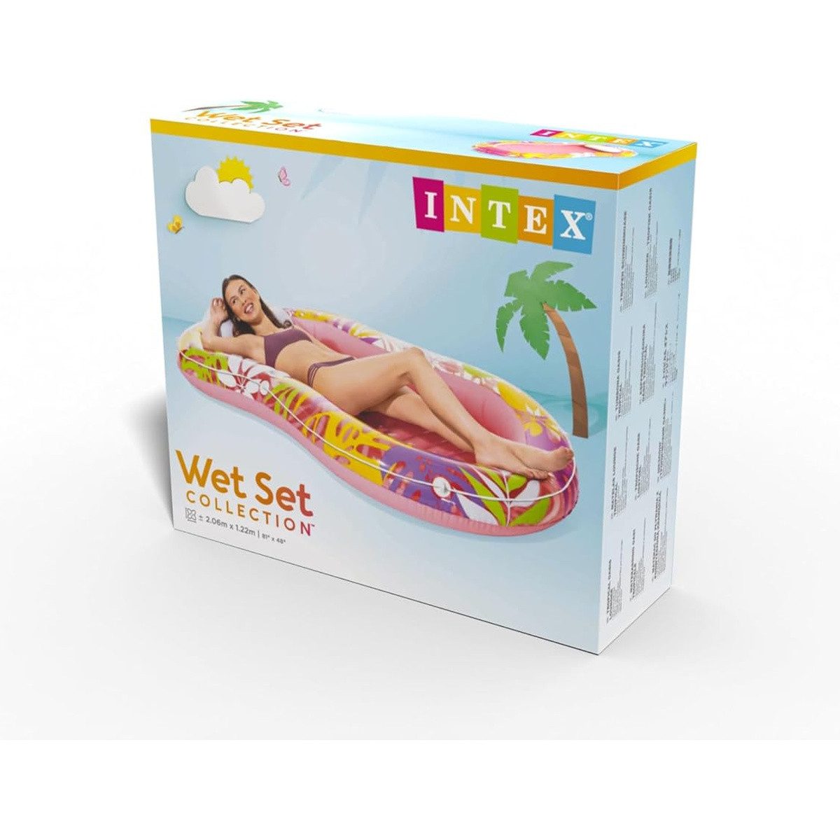 Intex Luftmatratze Luftmatratze Tropical Oasis Lounger 206x122x23cm, mit aufblasbarem Kopfkissen