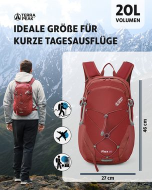 Terra Peak Wanderrucksack Flex 20, 20L klein mit YKK Reißverschluss Trekkingrucksack mit Hüftgurt