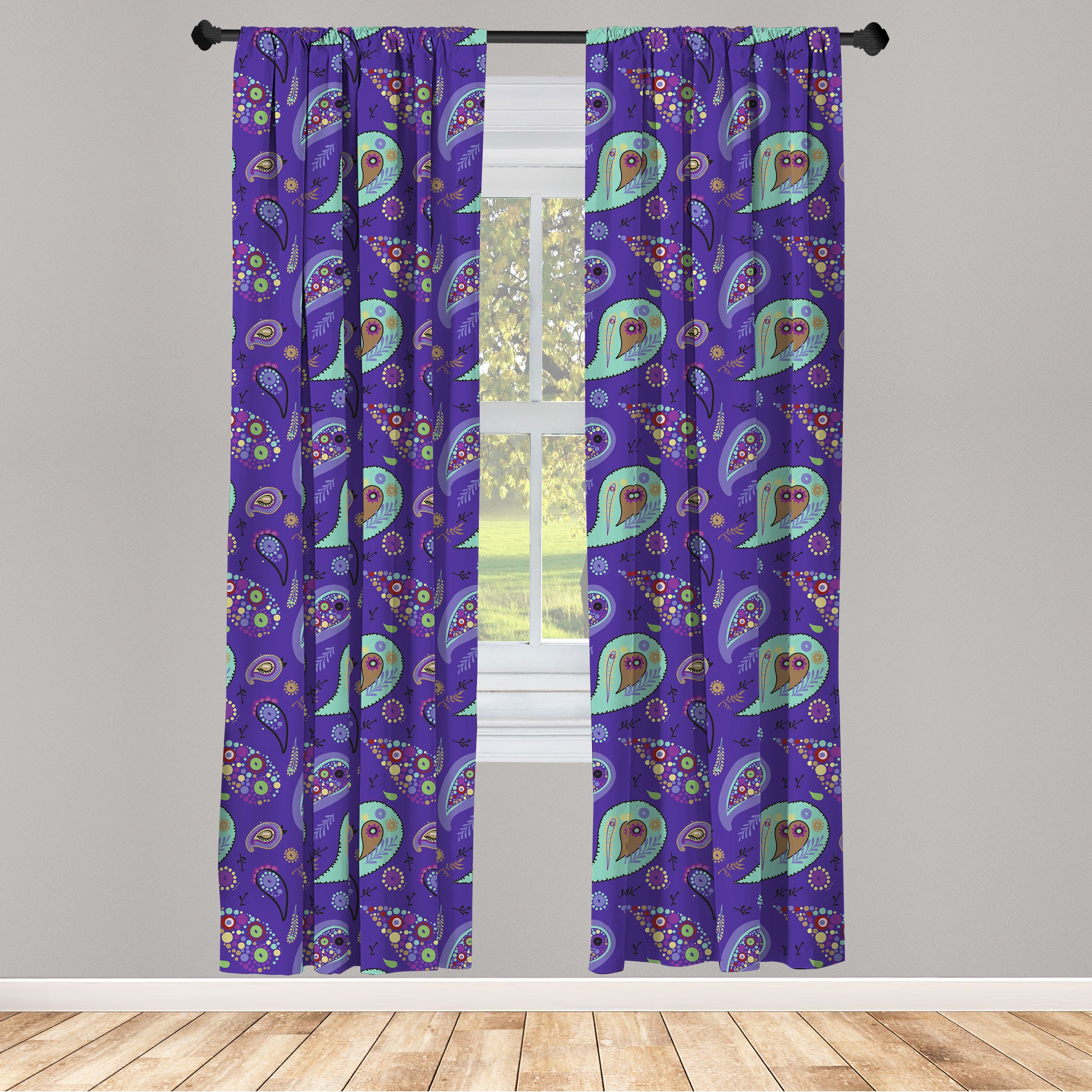 Gardine Vorhang für Wohnzimmer Paisley Schlafzimmer Microfaser, asiatisch Traditioneller Abakuhaus, Dekor, Entwurf