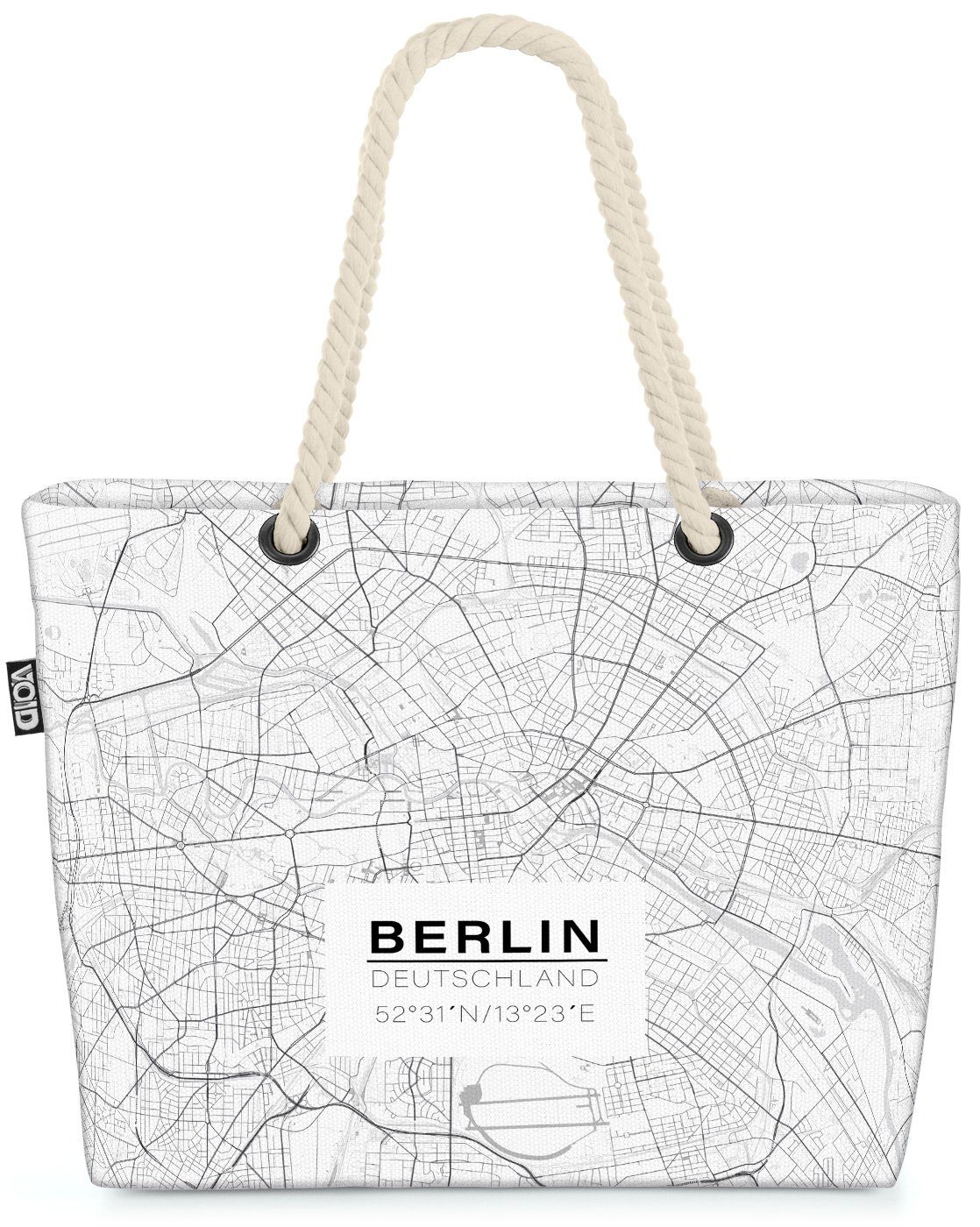 VOID Strandtasche (1-tlg), Berlin Map Beach Bag Hauptstadt Karte Stadt-Plan Berliner Bär Deutschland Ost