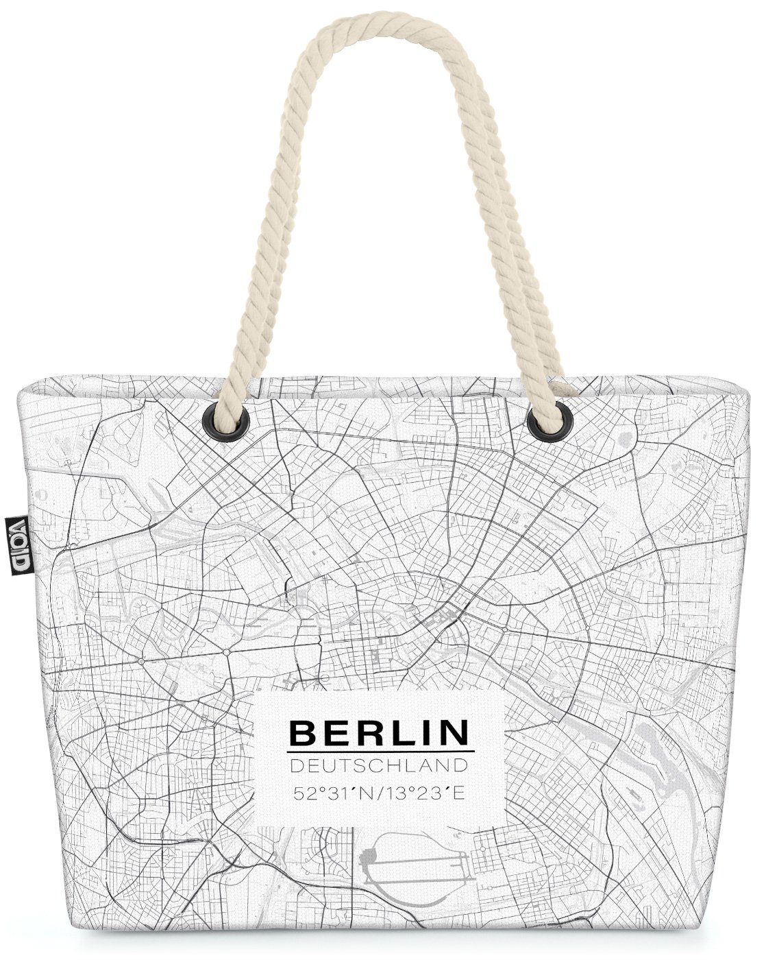 VOID Strandtasche (1-tlg), Berlin Map Beach Bag Hauptstadt Karte Stadt-Plan Berliner Bär Deutsch