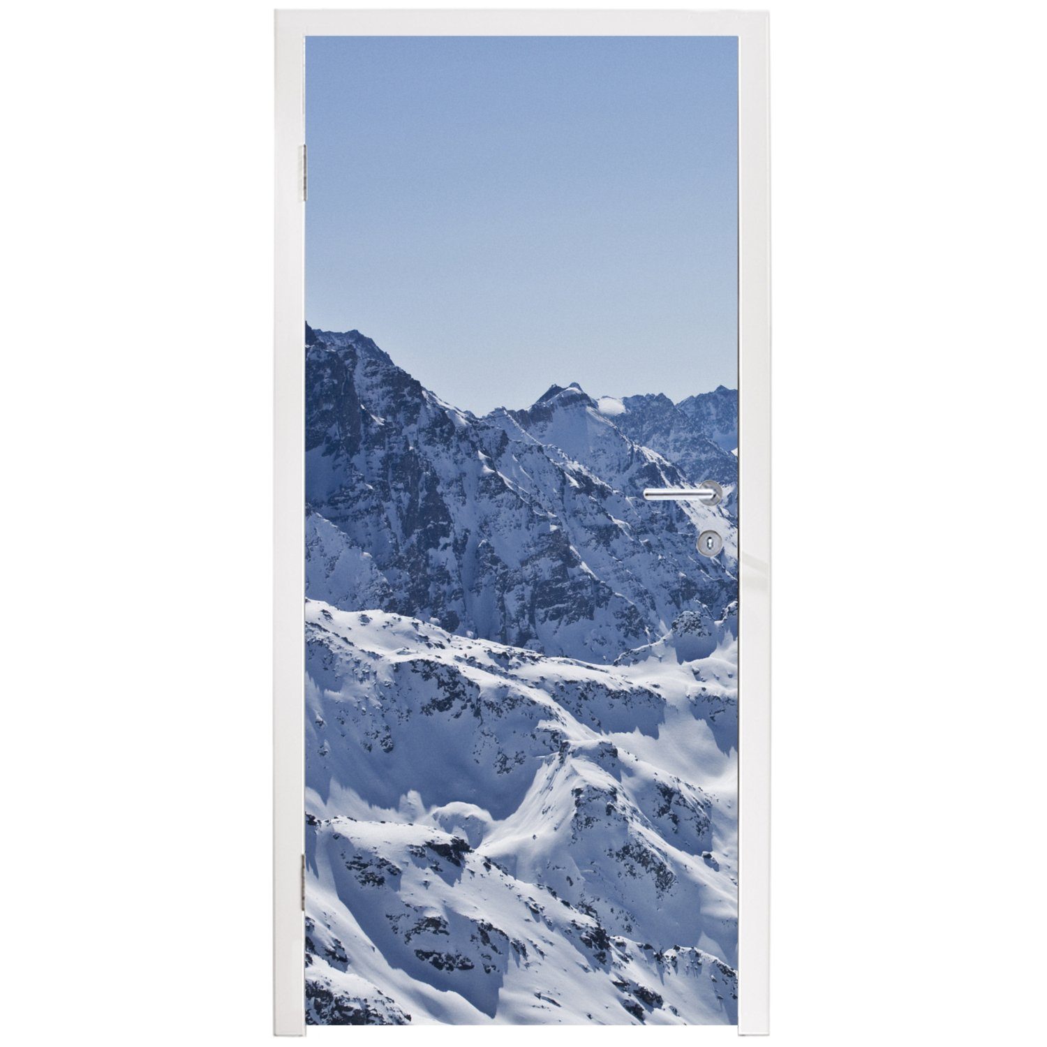 MuchoWow Türtapete Alpen - - (1 für Matt, bedruckt, Türaufkleber, Schnee, Berg 75x205 cm Fototapete Tür, St)