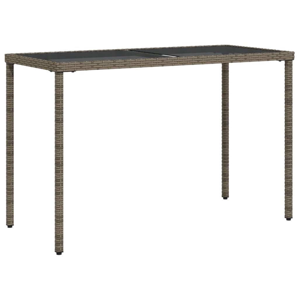 Gartentisch Gartentisch mit Glasplatte Grau 115x54x74 cm Polyrattan Esstisch