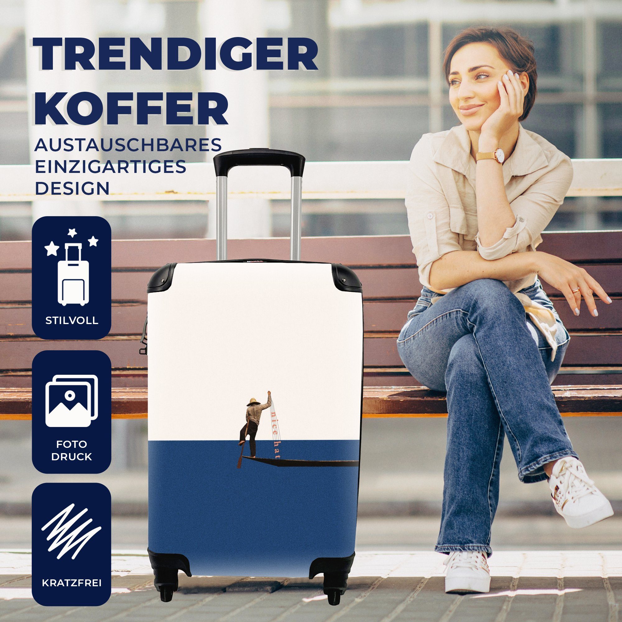 MuchoWow Handgepäckkoffer - für Reisekoffer 4 Komplimente - Reisetasche mit Trolley, Frau Abstrakt, rollen, Handgepäck Rollen, Ferien