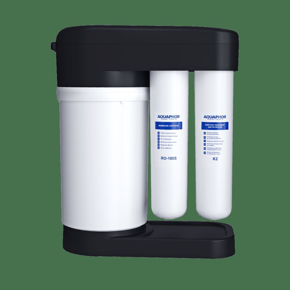 AQUAPHOR Untertisch-Trinkwassersystem Umkehrosmose DWM 102S mit Remineralisierung und Keimsperre, Wasserdruck: 1,9-6,3 Bar-Anschluss, für Wassertemperatur: 5-38° C, -Anschluss, für Wassertemperatur: 5-38° C, 371 × 420 × 190 mm (Länge × Höhe × Breite), 1-tlg., inkl. Wasserhahn, 15L. pro Stunde Kapazität, BPA frei. Entfernt Kalk, Schwermetalle, Medikamente, Viren