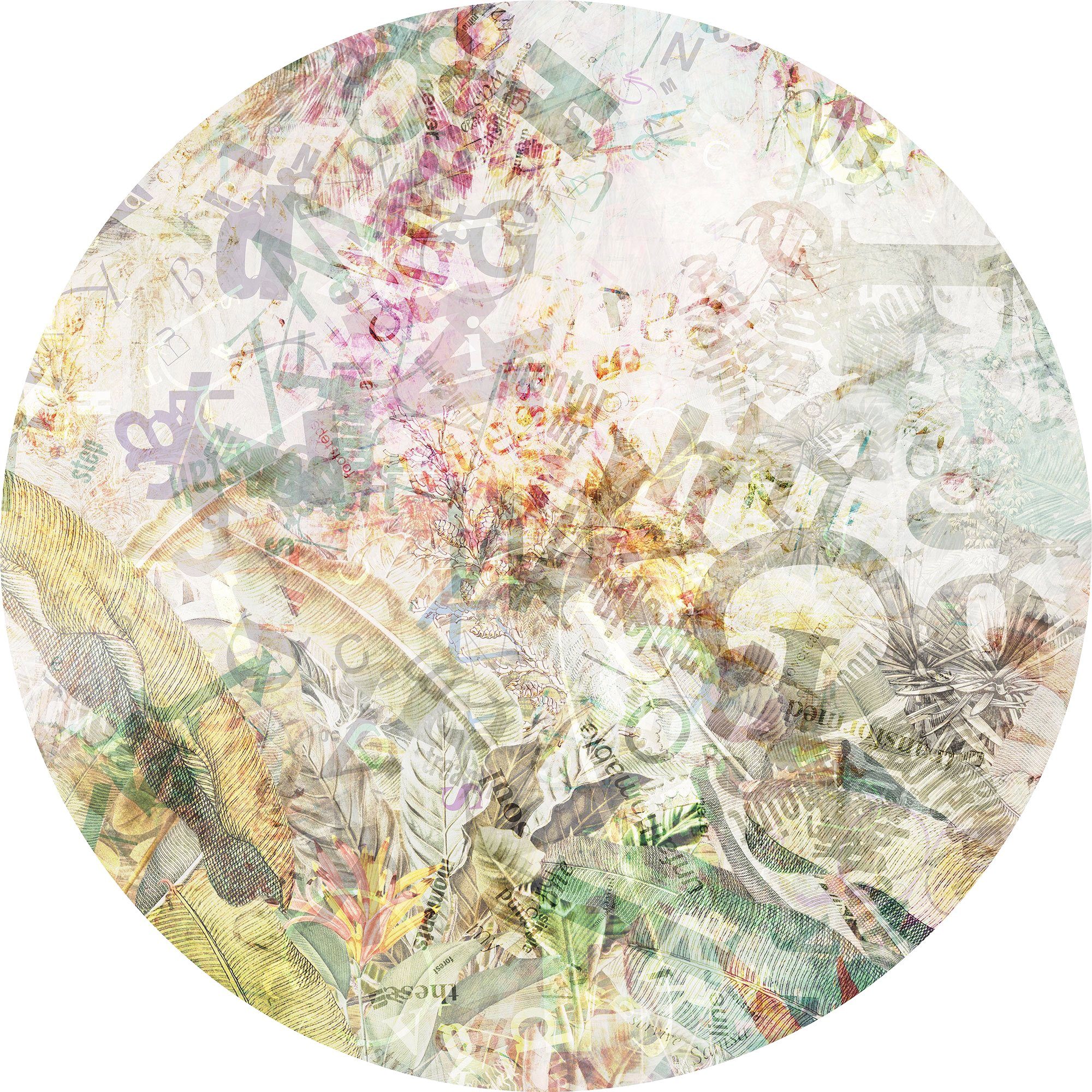 Komar Fototapete Vlies selbstklebend - Round Stories - Größe 125 x 125 cm, glatt, bedruckt, (1 St), Wohnzimmer, Schlafzimmer