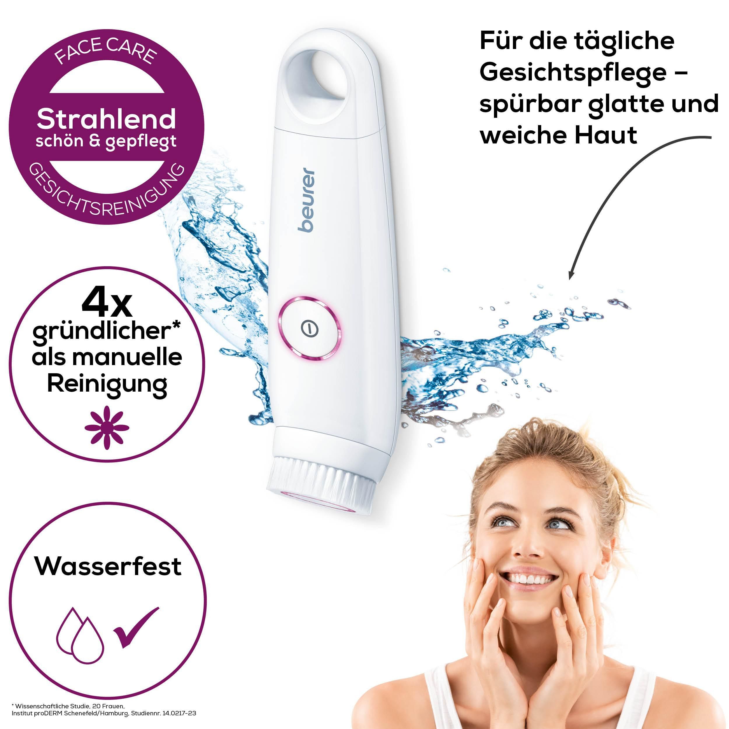 BEURER Elektrische Gesichtsreinigungsbürste FC 45 für gründliche Hautreinigung, Mit 2-stufiger Rotation und 2 Geschwindigkeitsstufen weiß