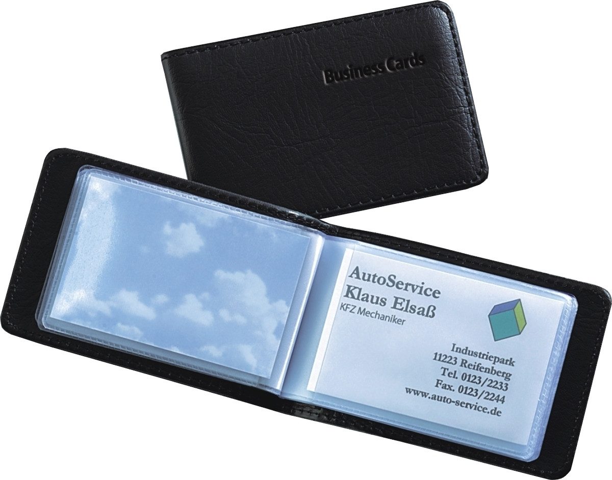Sigel Visitenkartenhülle Visitenkartenbox Lederoptik schwarz