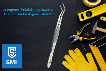 SMI Pinzette 16 cm Gebogene Pinzette Anatomisch Hobby Pinzette DIY Handwerk, gezackte Spitze