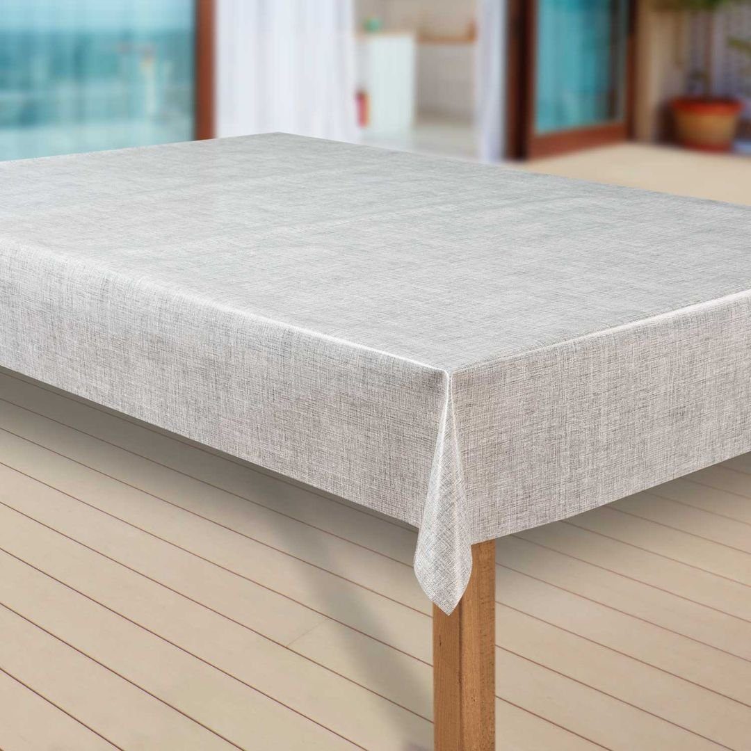 laro Tischdecke Wachstuch-Tischdecken Abwaschbar Leinenoptik. hellgrau rech günstig online kaufen