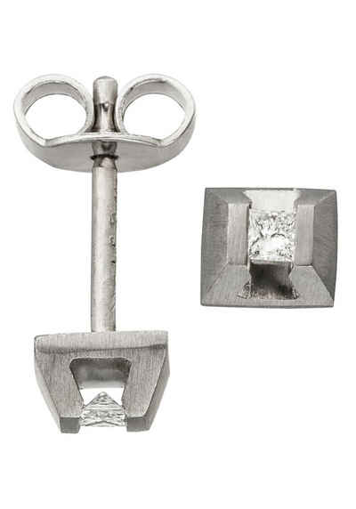 JOBO Paar Ohrstecker Eckige Ohrringe mit Diamanten, 950 Platin matt