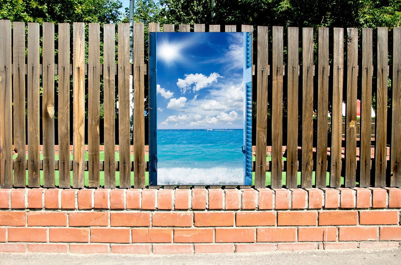Wallario Sichtschutzzaunmatten Blick aufs Meer