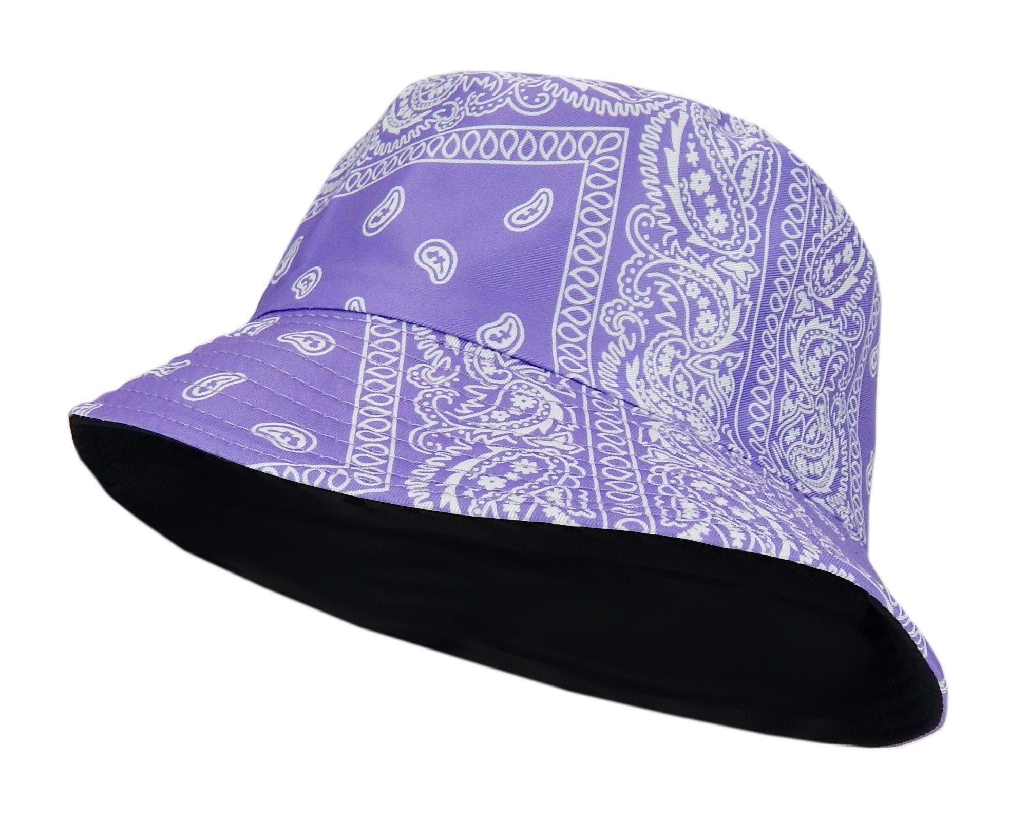 Ella Jonte Schlapphut Bucket Hat Damen Hut Paisley-Muster Wendehut Viskose Baumwolle