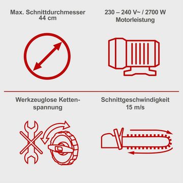 Scheppach Elektro-Kettensäge CSE2700, 45,5 cm Schwertlänge