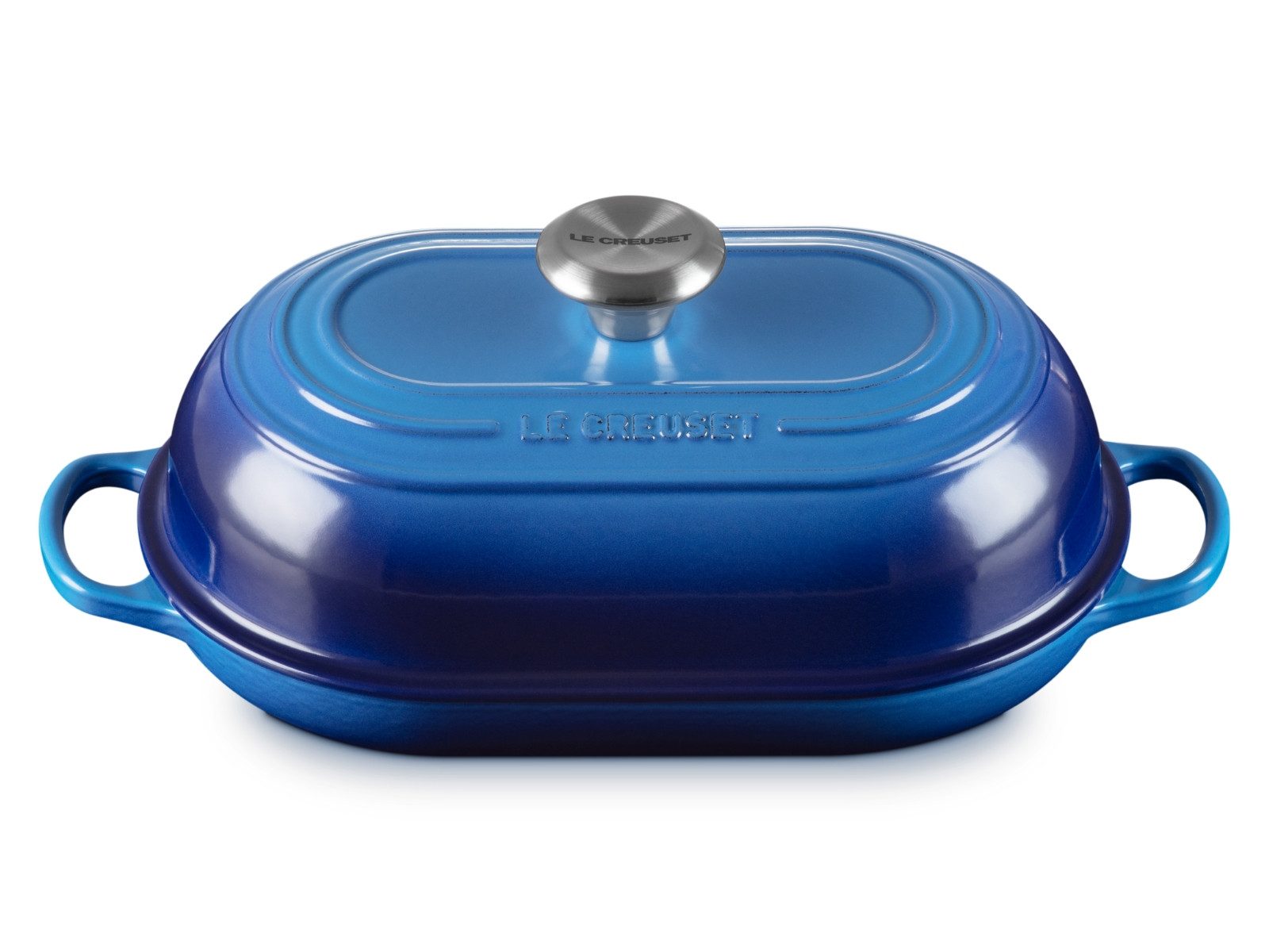 LE CREUSET Bräter Brot Bräter Signature oval azure 29cm, Emailliertes Gusseisen