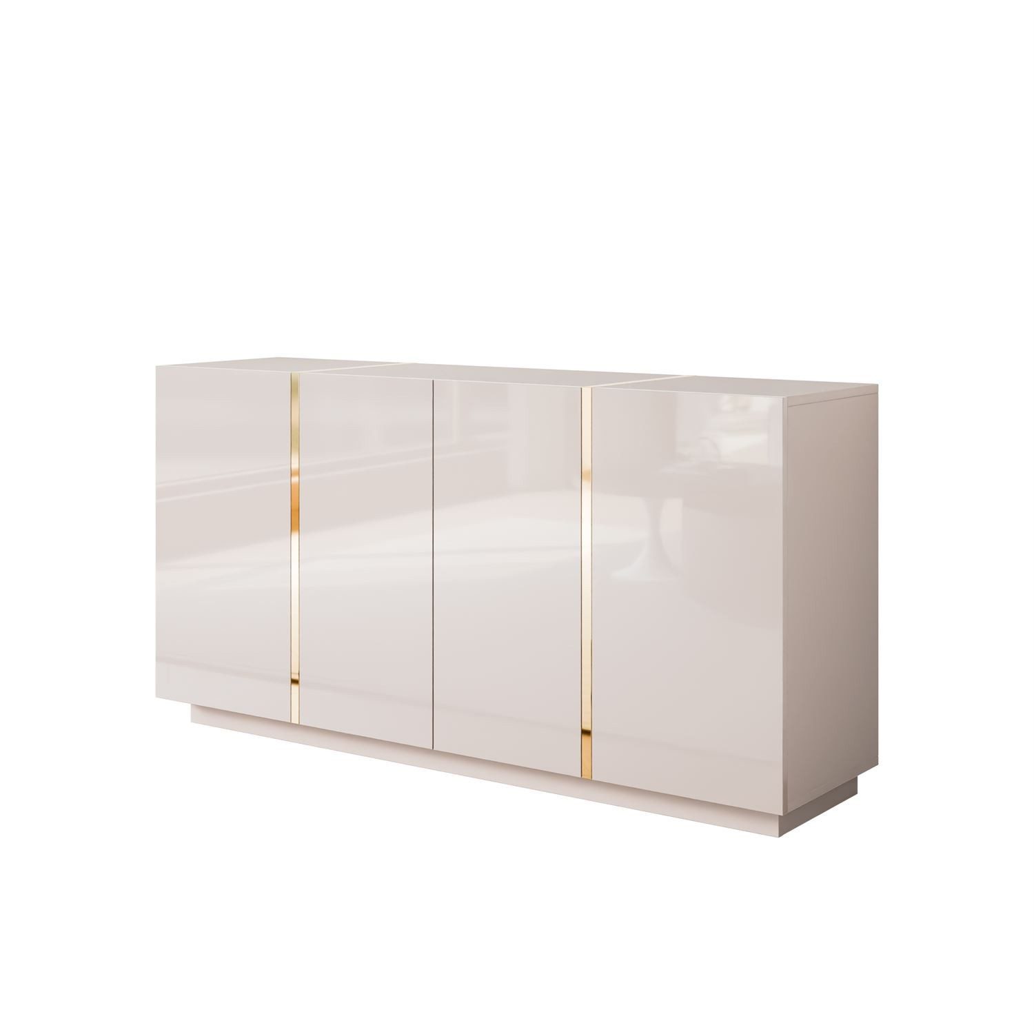ALLHOUSE24 Kommode DIAMANT GOLD Hochglanz 158 cm Sideboard weiß, schwarz oder kaschmir, Breite 158 cm