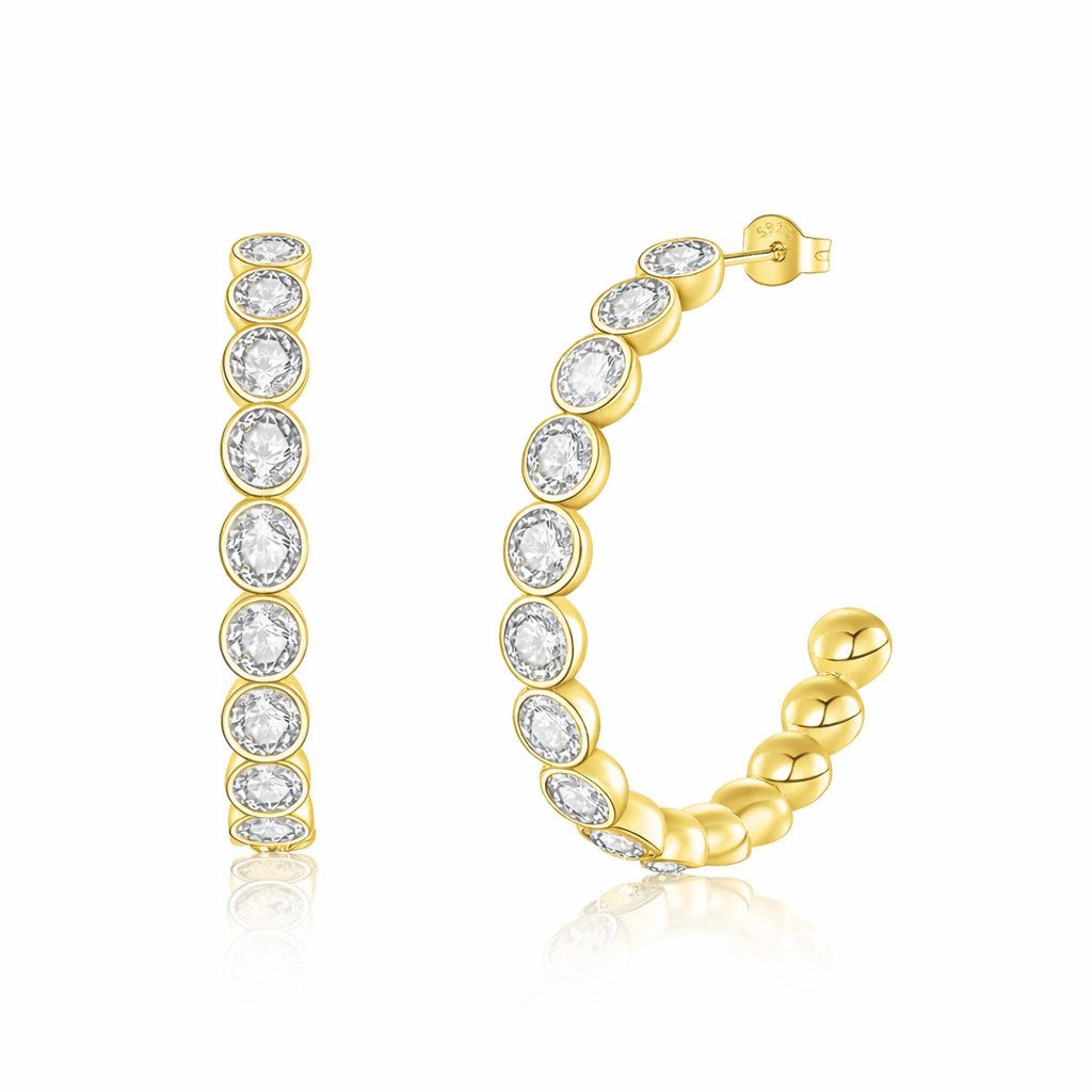 PAVELS Paar Ohrstecker Shiny Stars, Elegante, glitzernde Creolen für Damen