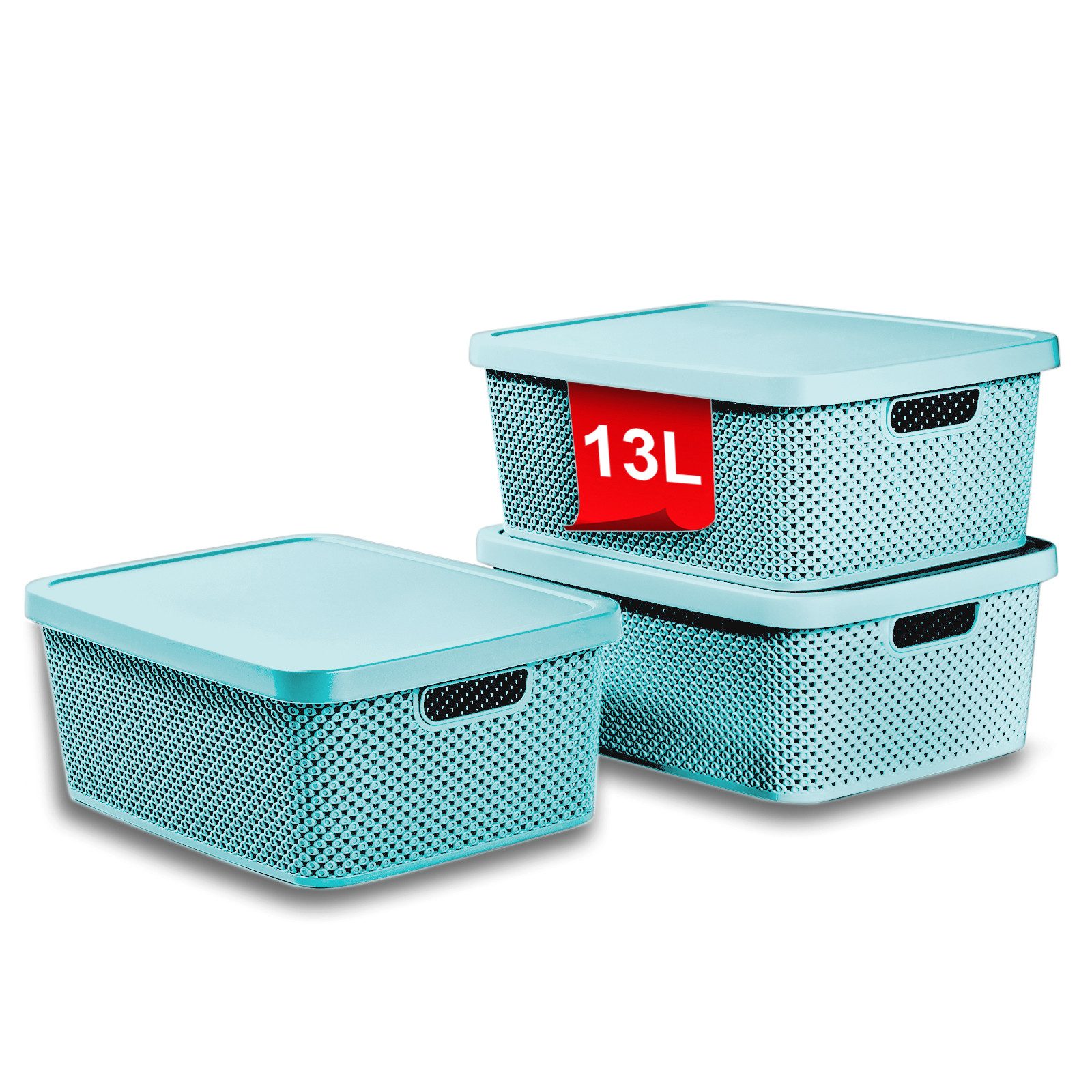 astor24 Aufbewahrungsbox 3er Set Aufbewahrungskorb mit Deckel Box Kiste Reg günstig online kaufen