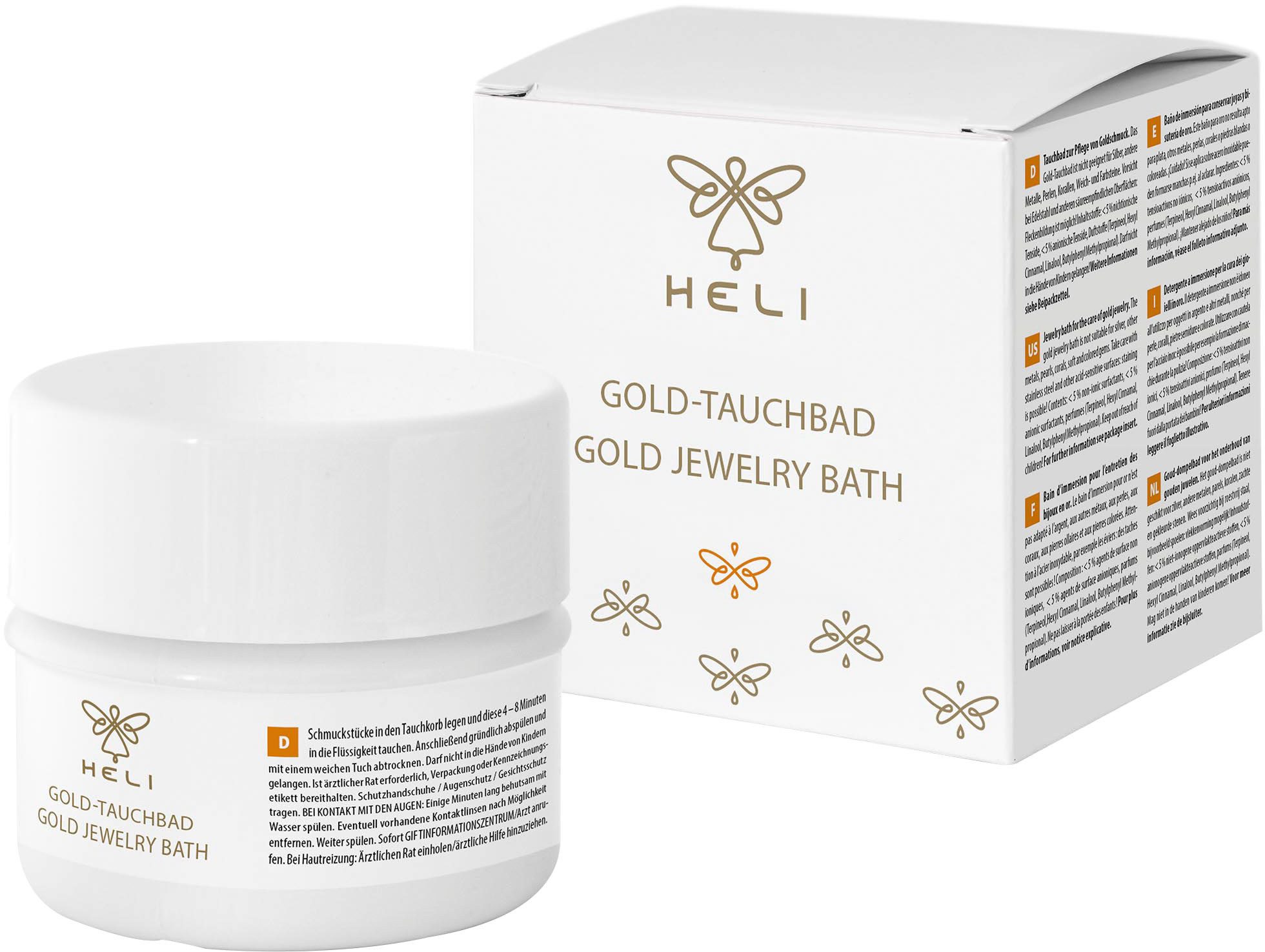 HELI Schmuck Geschenk Schmuckpflege Gold-Tauchbad für Goldschmuck Schmuckreiniger (2-St. mit Waschkorb zum Tauchen von Schmuckstücken)