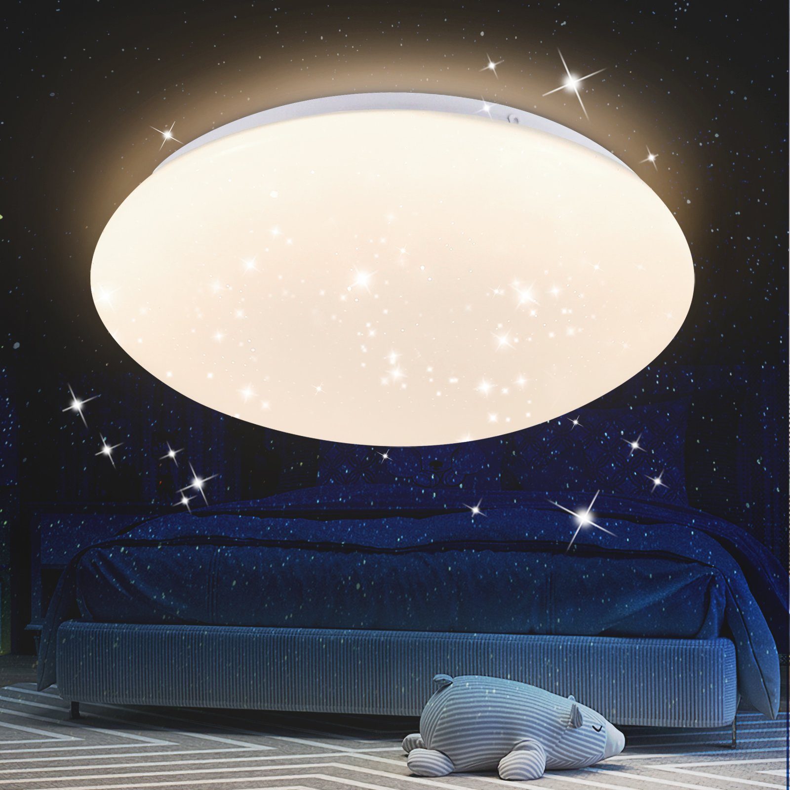 ZMH LED Deckenleuchte Ø30cm Schlafzimmerlampe Sternenhimmel Neutralweiß 18W Badezimmer, Augenschutz, LED fest integriert, 4000k, IP44 Wasserdicht, für Bad Küche Kinderzimmer