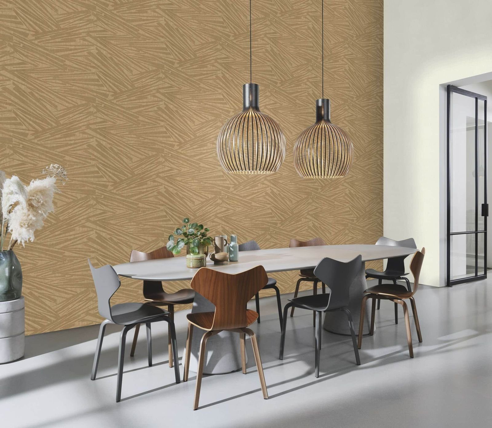 Vliestapete Grafisch 3D-Effekt Striche Gold Metallic 608311 Sky Lounge