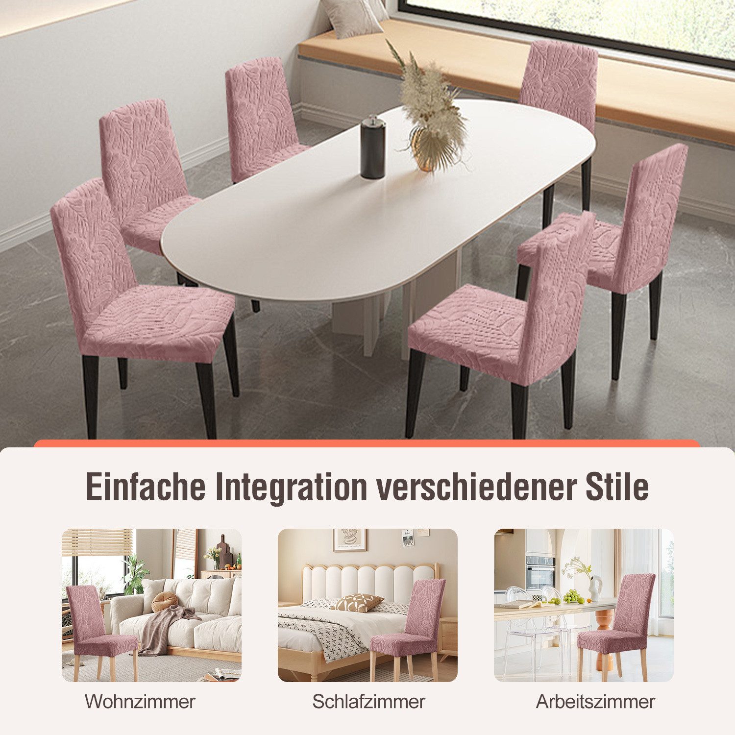 Simloveve Stuhlhusse Stretch Stuhlbezug mit Gummiband Abnehmbar, waschbar, Sitzflächenhusse in gemusterter Dekoration für Bankett,Küche,Party