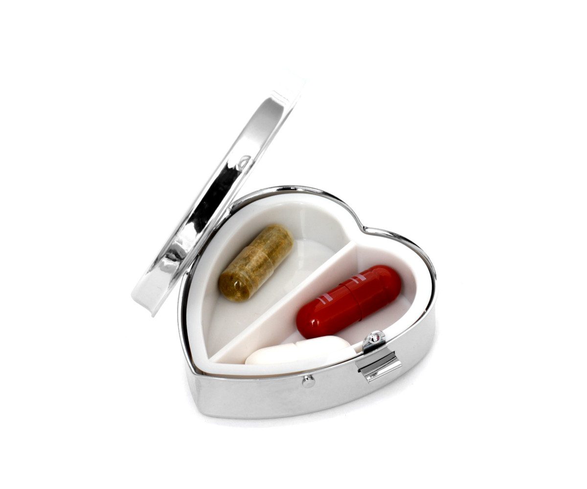 Brillibrum Pillendose Pillendose Herz Pill Box Tabletten Dose Herzform Pillendöschen